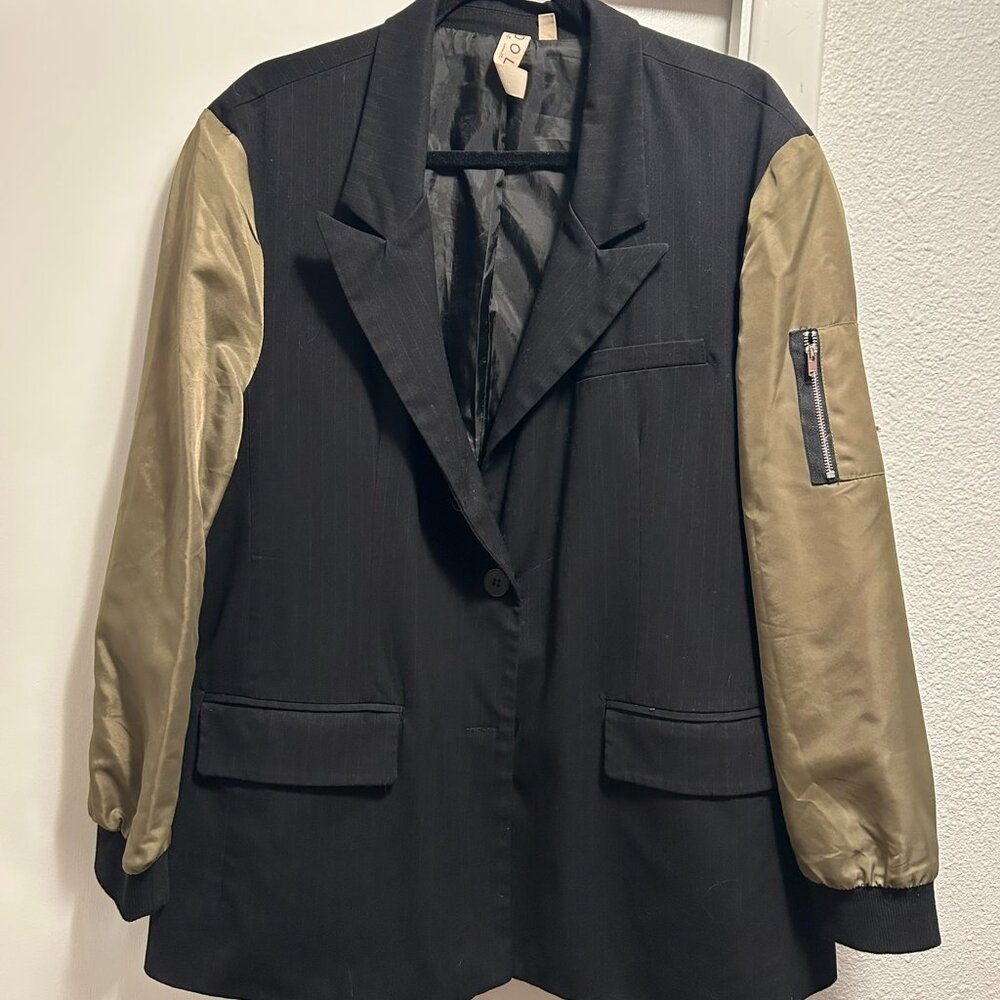 Dolan Utility Mixed Fabric Blazer